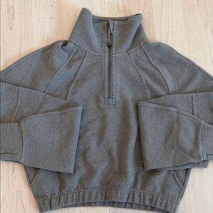 lululemon Scuba Cropped Funnel-Neck Half Zip Waffle - Heathered Warm Ash Grey